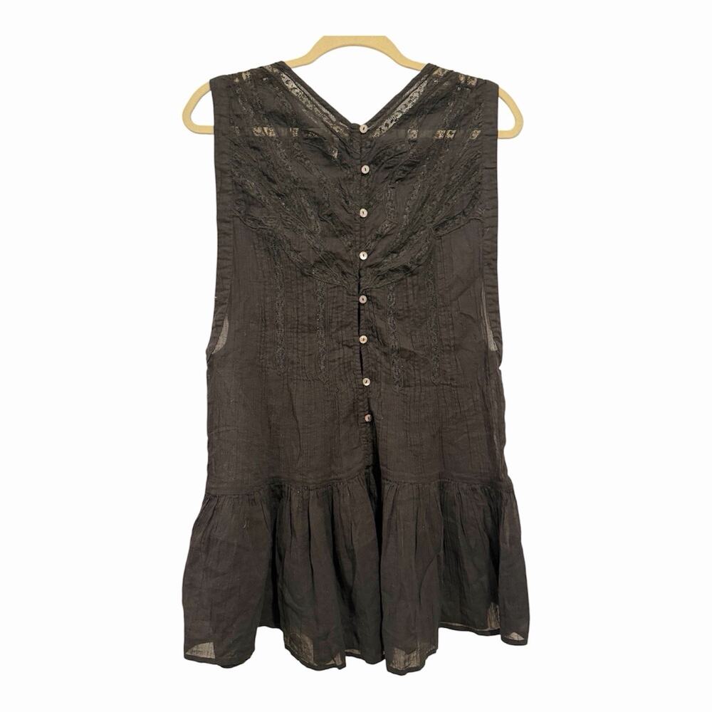 Free People Gauze Top Fairycore Whimsygoth Y2K Grunge New Peplum Blouse S